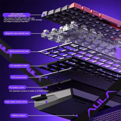 Aula Win60 HE Manyetik Klavye Rapid Trigger GrayWood Swtich 8000Hz RGB TKL Hot Swap Oyuncu Klavyesi Siyah - 6