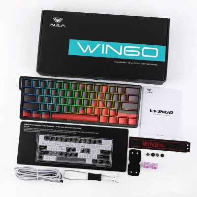 Aula Win60 He Max Manyetik Klavye Rapid Trigger Wing Chun Switch 8000Hz RGB TKL Hot Swap Oyuncu Klavyesi Kırmızı - 8