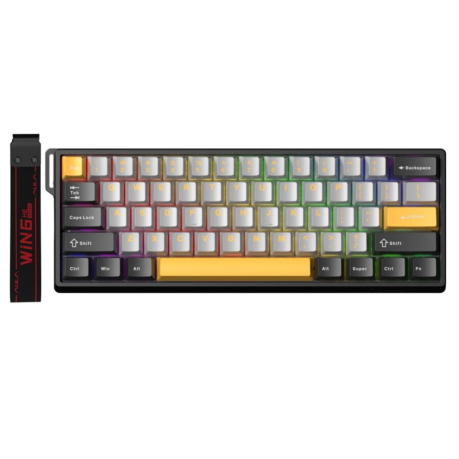 Aula Win60 He Max Manyetik Klavye Rapid Trigger Wing Chun Switch 8000Hz RGB TKL Hot Swap Oyuncu Klavyesi Sarı - 1