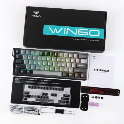 Aula Win60 He Pro Manyetik Klavye Rapid Trigger Xingyi Switch 8000Hz RGB TKL Hot Swap Oyuncu Klavyesi Gri - 8