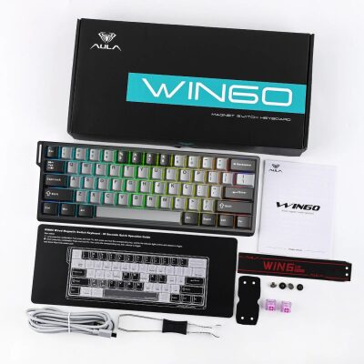 Aula Win60 He Pro Manyetik Klavye Rapid Trigger Xingyi Switch 8000Hz RGB TKL Hot Swap Oyuncu Klavyesi Gri - 8
