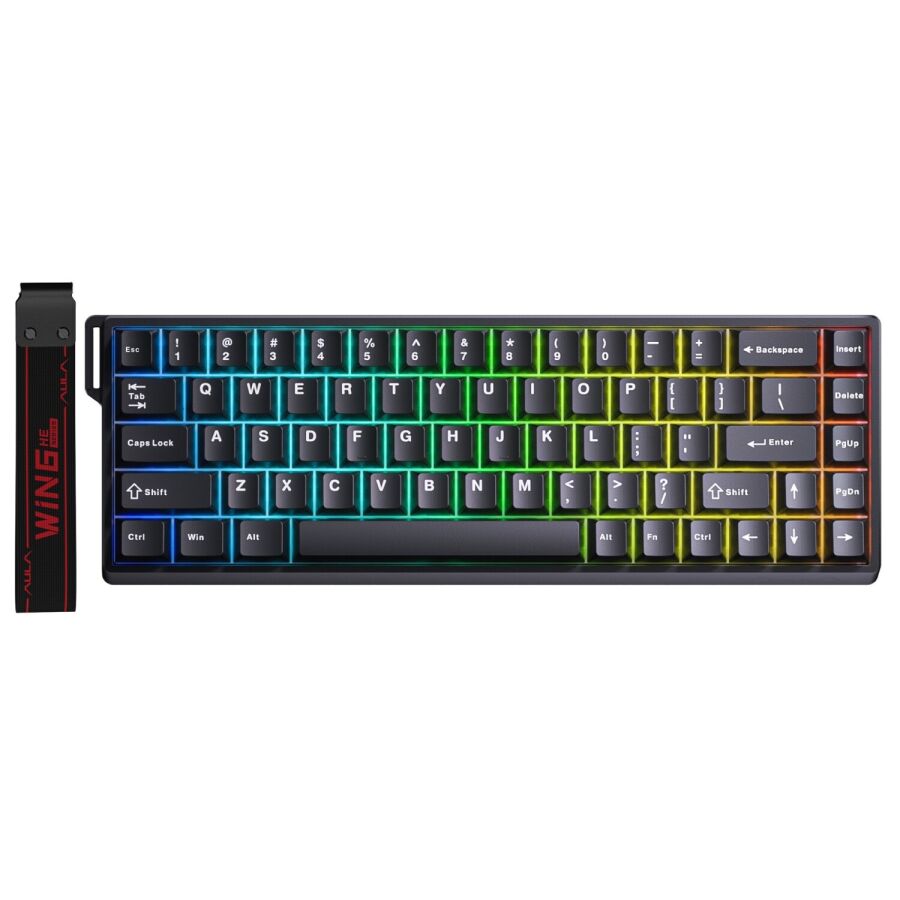 Aula Win68 HE Manyetik Klavye Rapid Trigger GrayWood Switch 8000Hz RGB TKL Hot Swap Oyuncu Klavyesi Siyah - 1