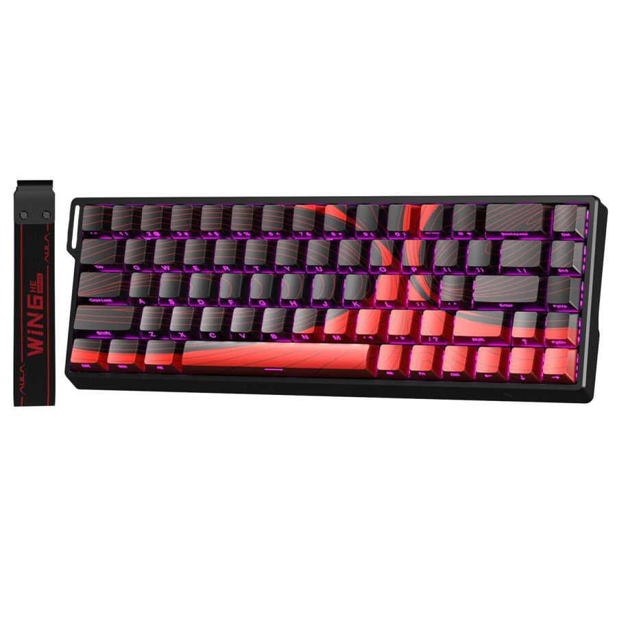 Aula Win68 He Max Manyetik Klavye Rapid Trigger Wing Chun Switch 8000Hz RGB TKL Hot Swap Oyuncu Klavyesi Kırmızı - 1
