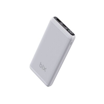 Bix 10000mAh 20W PD Type-C ve USB-A SCP 22.5W QC 3.0 18W Çift Çıkışlı LED Ekranlı Powerbank Beyaz