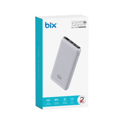 Bix 10000mAh 20W PD Type-C ve USB-A SCP 22.5W QC 3.0 18W Çift Çıkışlı LED Ekranlı Powerbank Beyaz - 4