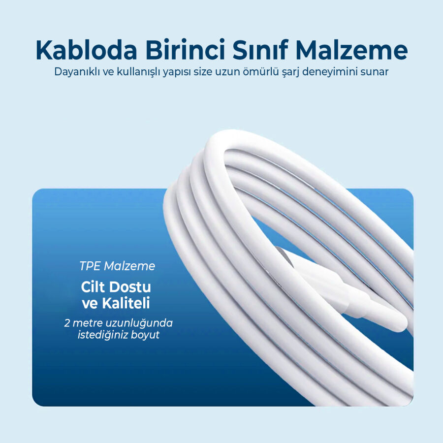 Bix 100W 5Gbps E-Mark Çipli Type-C to Type-C PD Şarj ve Data Kablosu 2 Metre Beyaz - 5