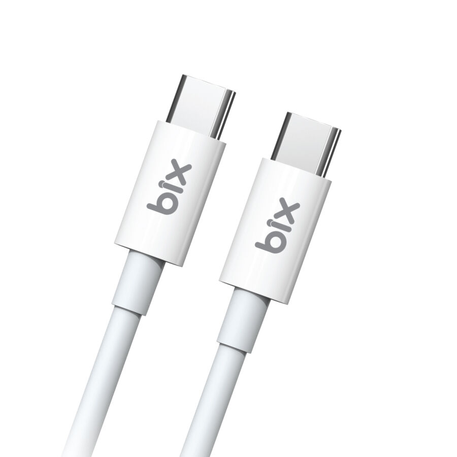 Bix 100W 5Gbps E-Mark Çipli Type-C to Type-C PD Şarj ve Data Kablosu 2 Metre Beyaz - 1