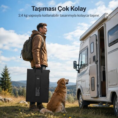 Bix 100W Katlanabilir Taşınabilir Güneş Paneli USB-A Type-C DC Çıkışlı Power Station Uyumlu Konnektör Kit Dahil Outdoor Kamp Karavan Solar Şarj Paneli - 2