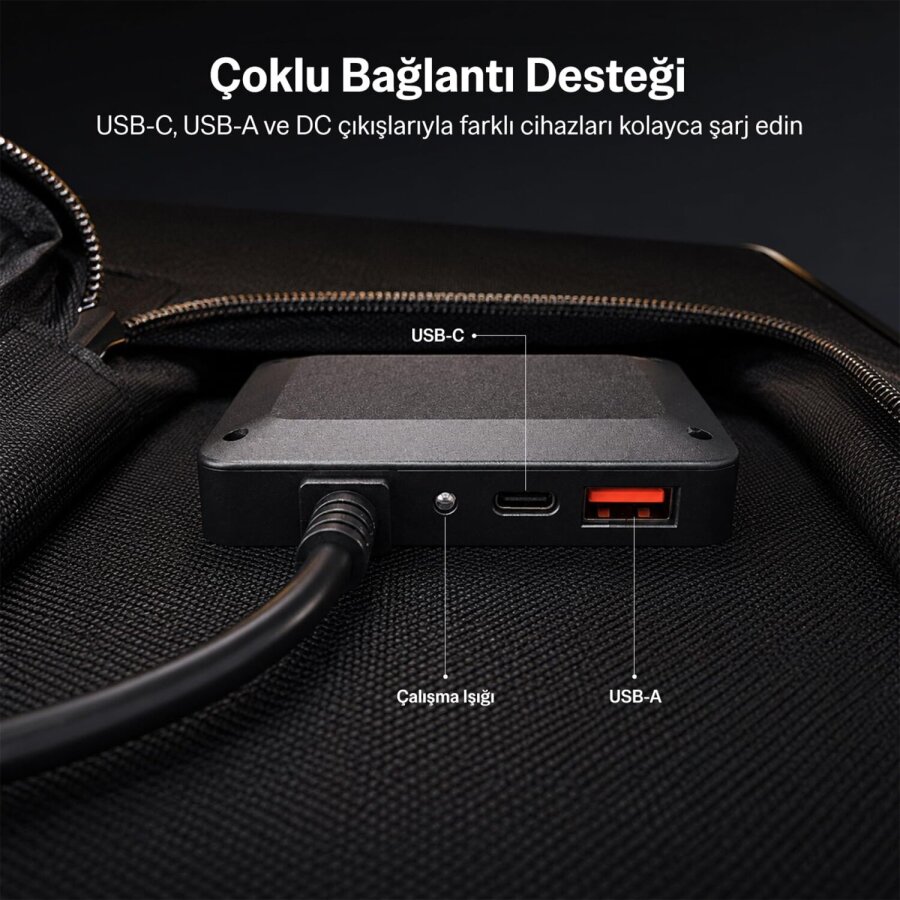 Bix 100W Katlanabilir Taşınabilir Güneş Paneli USB-A Type-C DC Çıkışlı Power Station Uyumlu Konnektör Kit Dahil Outdoor Kamp Karavan Solar Şarj Paneli - 6