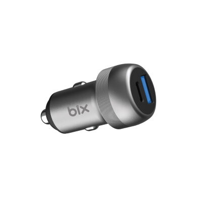 Bix 100W Type-C PD 65W ve USB-A QC 35W PPS Destekli Çift Çıkışlı Mini Araç içi Hızlı Şarj Cihazı Gri - 3