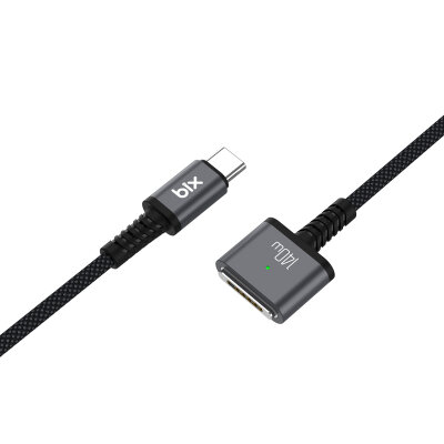 Bix 140W Type-C to Magsafe 3 Macbook Pro ve Macbook Air 13″ 14″ 16″ M1 M2 Uyumlu Manyetik Örgülü Şarj Kablosu 2 Metre - 2