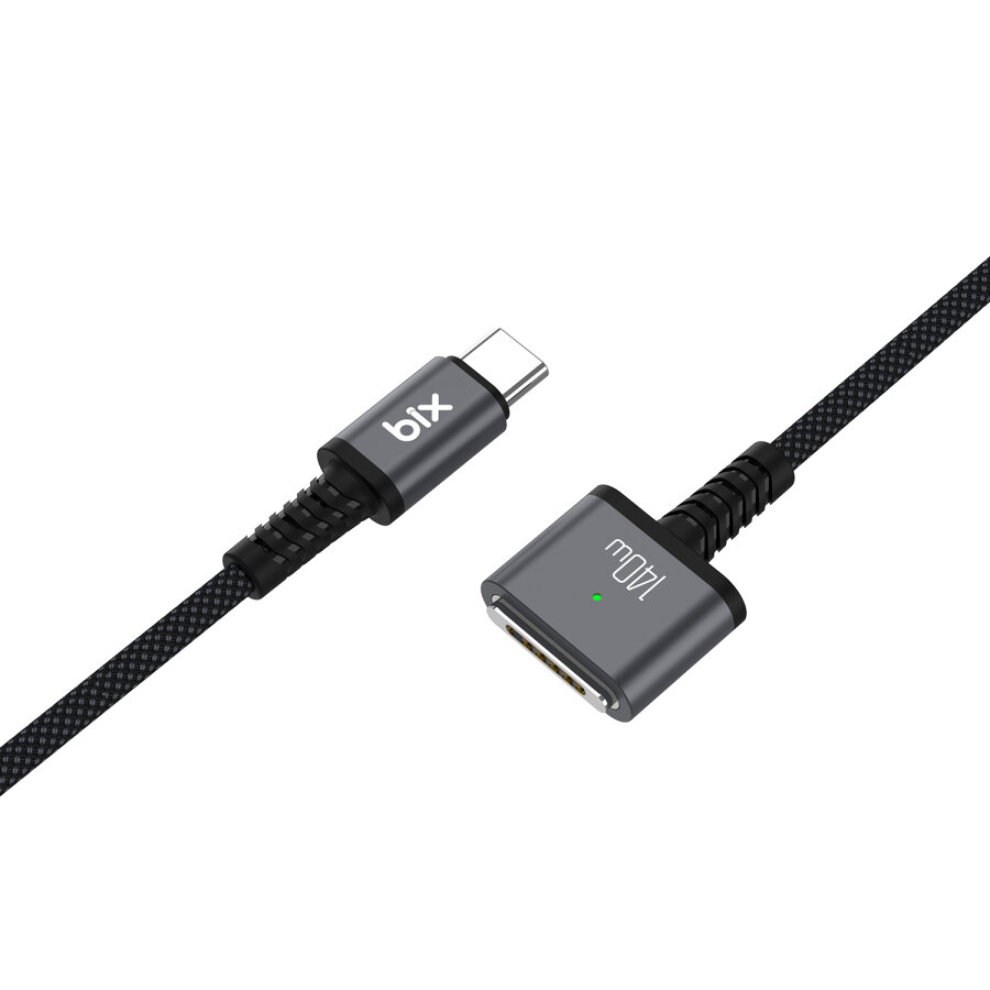 Bix 140W Type-C to Magsafe 3 Macbook Pro ve Macbook Air 13″ 14″ 16″ M1 M2 Uyumlu Manyetik Örgülü Şarj Kablosu 2 Metre - 2