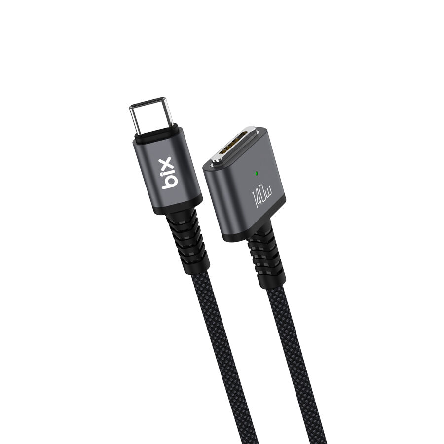 Bix 140W Type-C to Magsafe 3 Macbook Pro ve Macbook Air 13″ 14″ 16″ M1 M2 Uyumlu Manyetik Örgülü Şarj Kablosu 2 Metre - 1