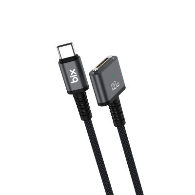 Bix 140W Type-C to Magsafe 3 Macbook Pro ve Macbook Air 13″ 14″ 16″ M1 M2 Uyumlu Manyetik Örgülü Şarj Kablosu 2 Metre