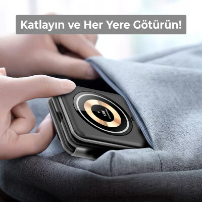 Bix 15W 3’ü 1 Arada iPhone Apple Watch AirPods Uyumlu Katlanabilir Şarj Standı Manyetik Kablosuz Şarj İstasyonu - 3