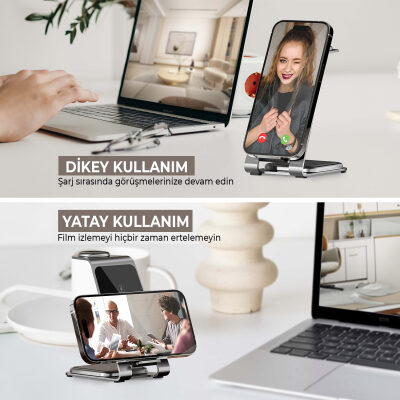 Bix 15W 3’ü 1 Arada iPhone Apple Watch AirPods Uyumlu Ultra İnce Manyetik Kablosuz Şarj İstasyonu - 9