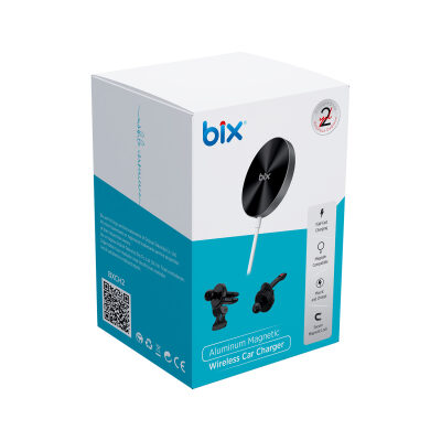 Bix 15W MagSafe Uyumlu Kablosuz Şarj ve Manyetik Araç içi Telefon Tutucu Siyah - 5