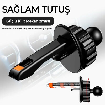 Bix 15W MagSafe Uyumlu Kablosuz Şarj ve Manyetik Araç içi Telefon Tutucu Siyah - 8