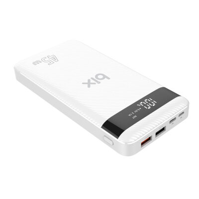 Bix 20000mAh 45W 2*USB ve Type-C Hızlı Şarj Destekli Led Göstergeli Powerbank Beyaz - 3