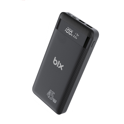 Bix 20000mAh 45W 2*USB ve Type-C Hızlı Şarj Destekli Led Göstergeli Powerbank Siyah - 3