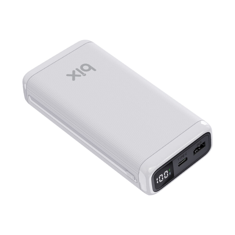 Bix 20000mAh USB-A 22.5W ve Type-C PD 20W Çift Çıkışlı LED Ekranlı Powerbank Beyaz - 1