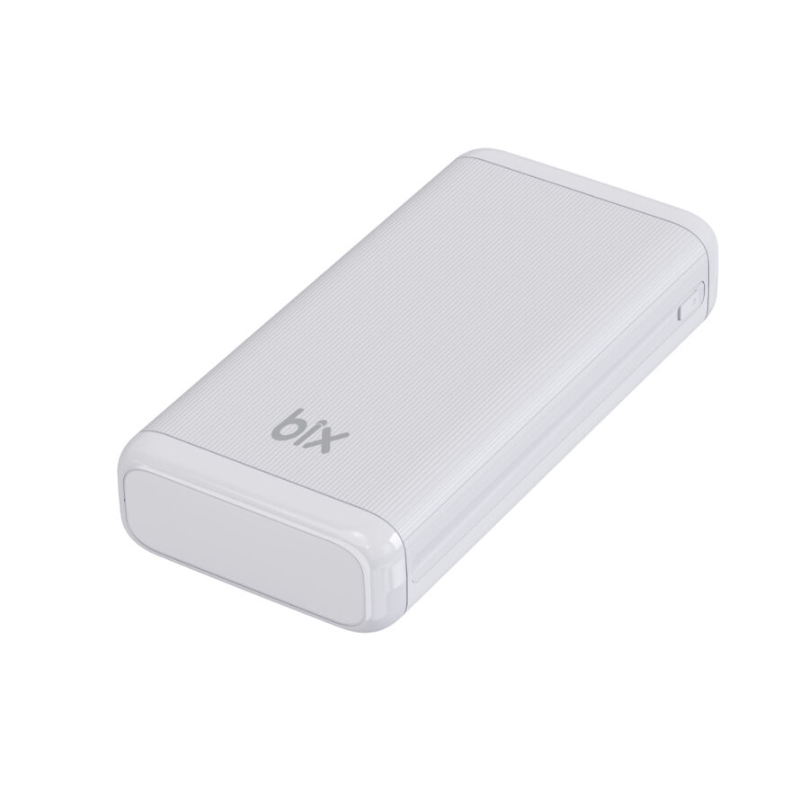 Bix 20000mAh USB-A 22.5W ve Type-C PD 20W Çift Çıkışlı LED Ekranlı Powerbank Beyaz - 4