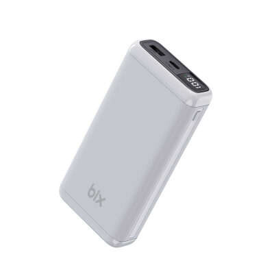 Bix 20000mAh USB-A 22.5W ve Type-C PD 20W Çift Çıkışlı LED Ekranlı Powerbank Beyaz - 3