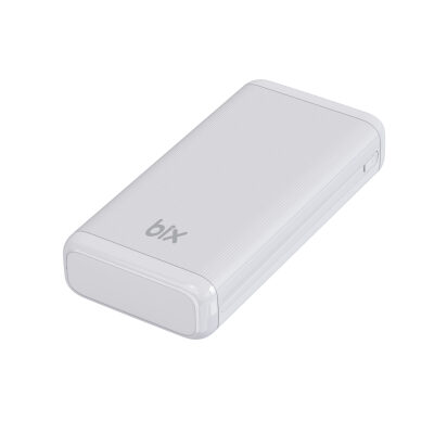 Bix 20000mAh USB-A 22.5W ve Type-C PD 20W Çift Çıkışlı LED Ekranlı Powerbank Beyaz - 4