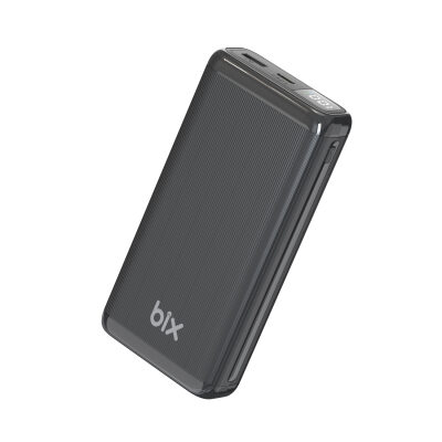 Bix 20000mAh USB-A 22.5W ve Type-C PD 20W Çift Çıkışlı LED Ekranlı Powerbank Siyah