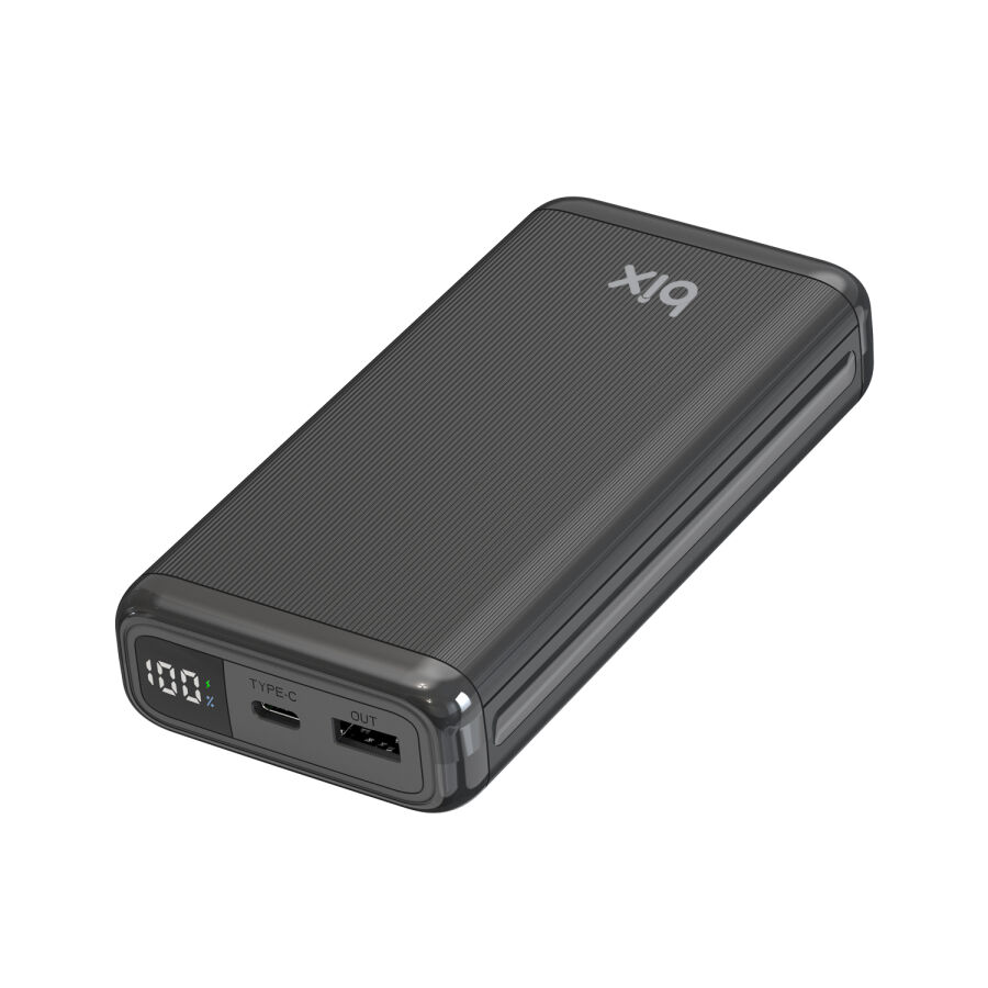 Bix 20000mAh USB-A 22.5W ve Type-C PD 20W Çift Çıkışlı LED Ekranlı Powerbank Siyah - 3