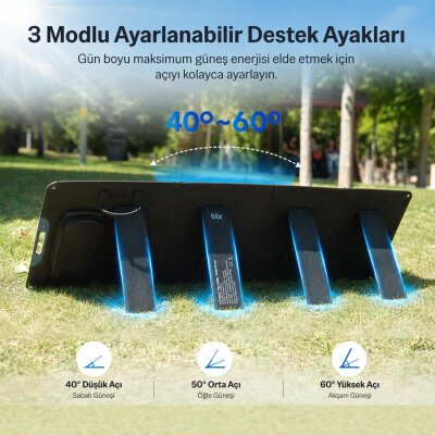 Bix 200W Katlanabilir Taşınabilir Güneş Paneli USB-A Type-C DC Çıkışlı Power Station Uyumlu Konnektör Kit Dahil Outdoor Kamp Karavan Solar Şarj Paneli - 3