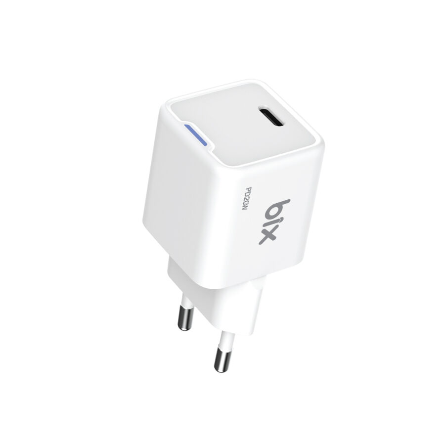 Bix 20W GaN USB-C Hızlı Şarj Adaptörü iPhone, Android ve iPad Uyumlu Type-C PD Şarj Aleti Beyaz - 1