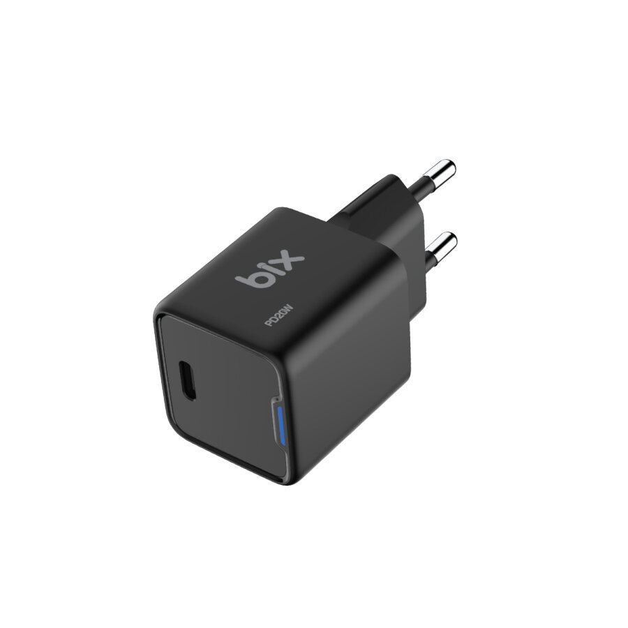 Bix 20W GaN USB-C Hızlı Şarj Adaptörü iPhone, Android ve iPad Uyumlu Type-C PD Şarj Aleti Siyah - 3