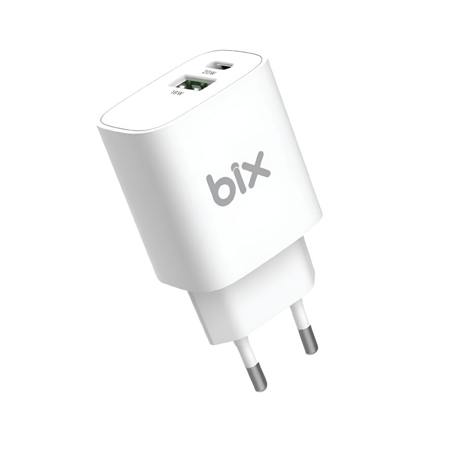 Bix 20W Type-C PD ve 18W USB QC 3.0 Çift Portlu Hızlı Şarj Cihazı - 1