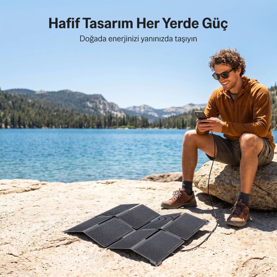 Bix 25W Katlanabilir Taşınabilir Güneş Paneli IP67 Suya Dayanıklı USB-A ve USB-C Uyumlu Kamp Karavan Outdoor Solar Şarj Paneli - 2