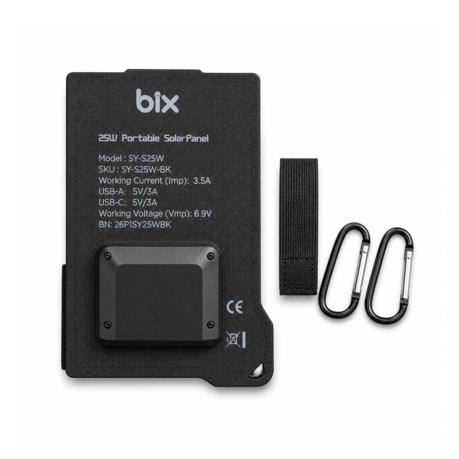 Bix 25W Katlanabilir Taşınabilir Güneş Paneli IP67 Suya Dayanıklı USB-A ve USB-C Uyumlu Kamp Karavan Outdoor Solar Şarj Paneli - 8