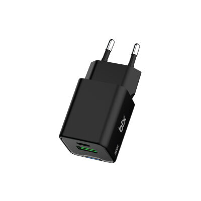 Bix 30W GaN USB-C + USB-A Hızlı Şarj Adaptörü iPhone, Android ve iPad Uyumlu Type-C PD PPS Şarj Aleti Siyah - 2