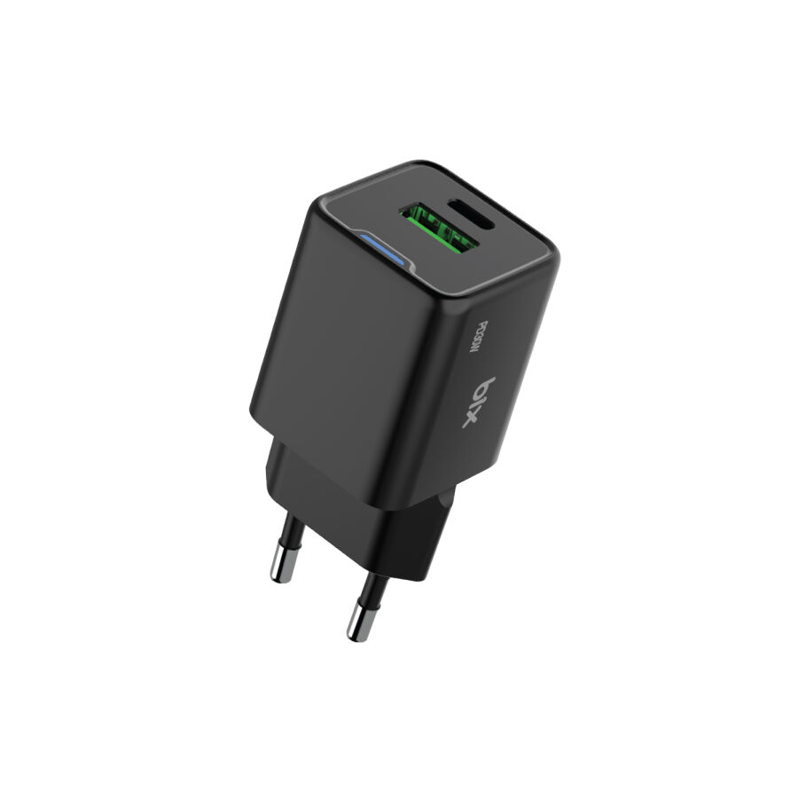 Bix 30W GaN USB-C + USB-A Hızlı Şarj Adaptörü iPhone, Android ve iPad Uyumlu Type-C PD PPS Şarj Aleti Siyah - 3