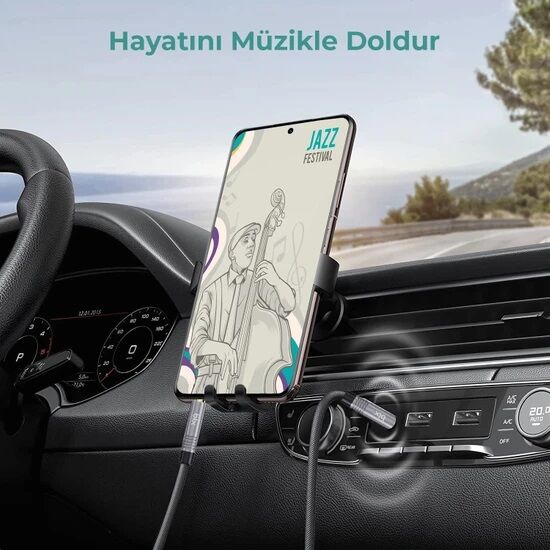 Bix 3.5mm Erkek To Erkek Örgülü Stereo Aux Ses Kablosu 1 Metre - 2