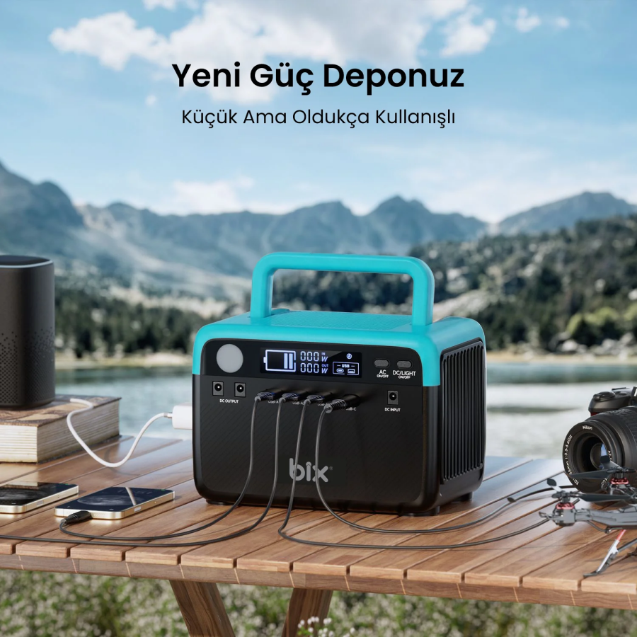 Bix 60000mAh 230V 300W Güç İstasyonu LiFePO4 Bataryalı Power Station AC/DC/USB Güneş Paneli Uyumlu - 2