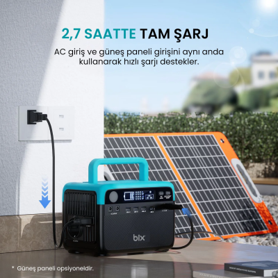 Bix 60000mAh 230V 300W Güç İstasyonu LiFePO4 Bataryalı Power Station AC/DC/USB Güneş Paneli Uyumlu - 3