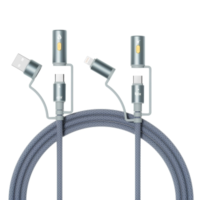Bix 60W Çok Fonksiyonlu Şarj ve Data Kablosu LED Fenerli Alevsiz Çakmak Özellikli Premium Örgü 1.2 Metre iOS ve Android Uyumlu