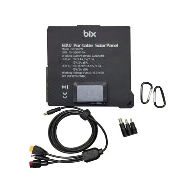 Bix 60W Katlanabilir Taşınabilir Güneş Paneli IP67 Suya Dayanıklı USB-A USB-C ve DC Çıkışlı Power Station Uyumlu Kamp Karavan Outdoor Solar Şarj Paneli - 7