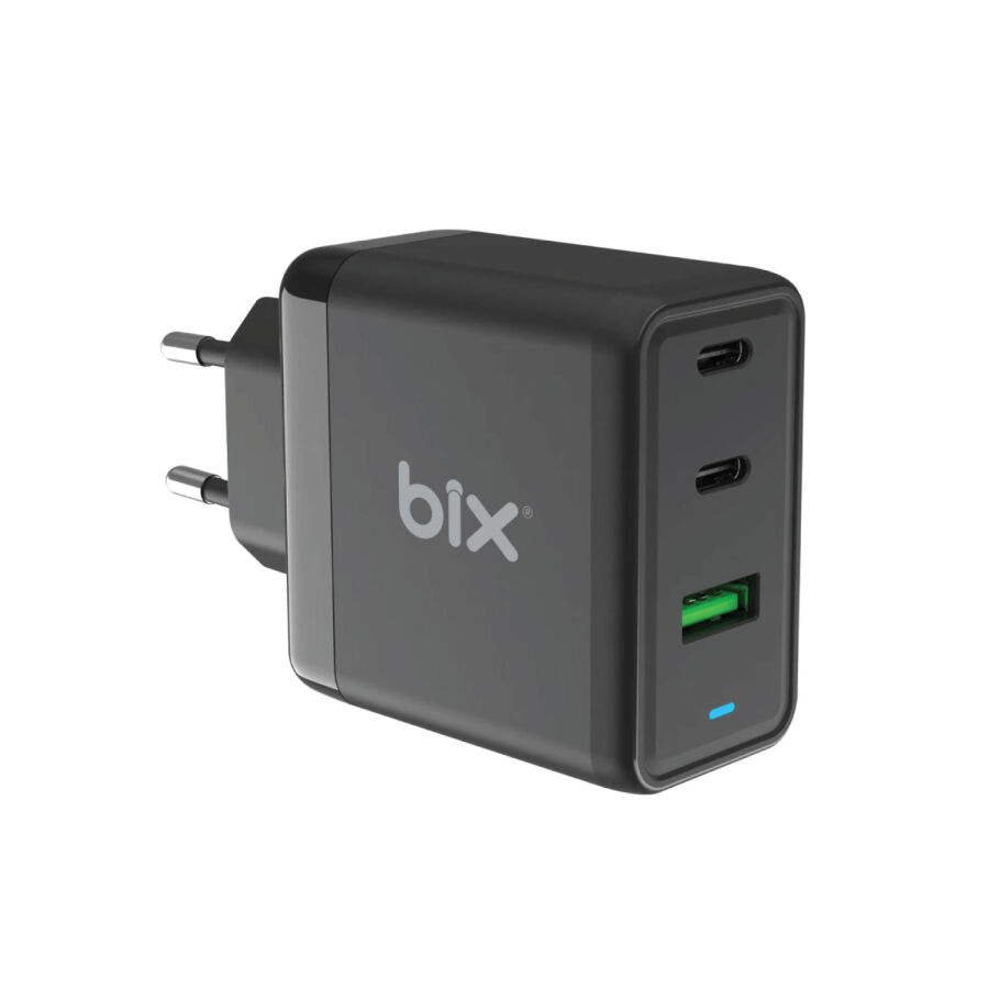 Bix 65W USB Type-C QC 4.0 PD GaN 3 Portlu Hızlı Şarj Cihazı - 1