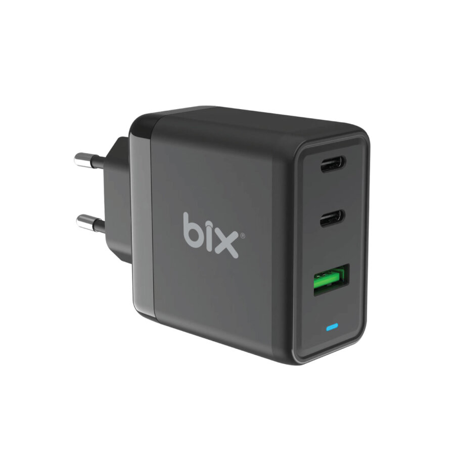 Bix 65W USB Type-C QC 4.0 PD GaN 3 Portlu Hızlı Şarj Cihazı - 1
