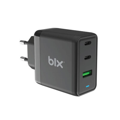 Bix 65W USB Type-C QC 4.0 PD GaN 3 Portlu Hızlı Şarj Cihazı - 1