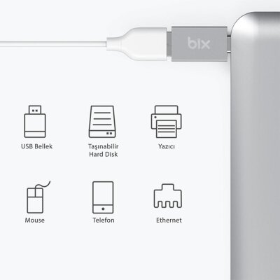 Bix ADP-04 Type-C Micro USB ve USB 3.0 Dönüştürücü Adaptör - 3
