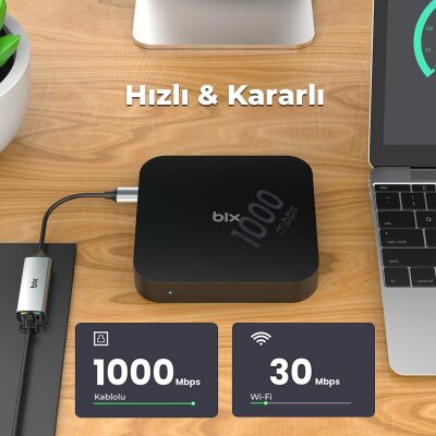 Bix ADP-08 USB 3.0 Gigabit Ethernet Dönüştürücü Adaptör - 7