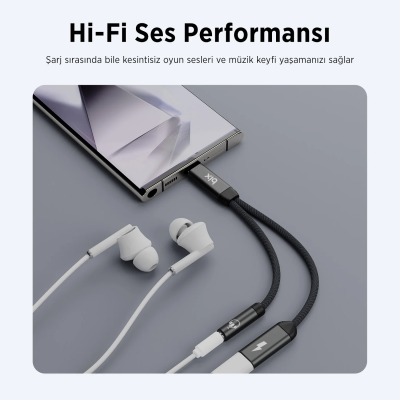 Bix ADP-12 Type-C to 3.5mm Kulaklık ve 15W Type-C Şarj Adaptörü - 2