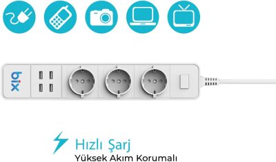 Bix Akım Korumalı Hızlı Şarj Özellikli WiFi Akıllı Priz - 6